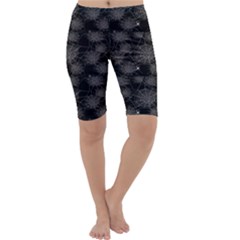 Black Web Spiders Pattern Cropped Leggings by CoolDesigns