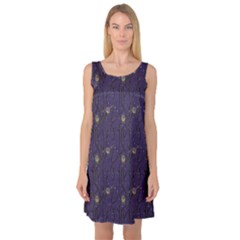 Blue Pattern Owls In The Night Forest Sleeveless Satin Nightdress by CoolDesigns