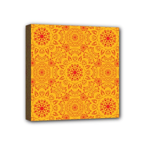 Solar Mandala  Orange Rangoli  Mini Canvas 4  X 4  (stretched) by bunart