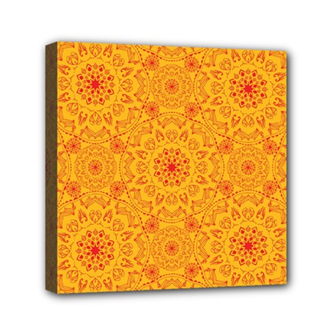 Solar Mandala  Orange Rangoli  Mini Canvas 6  X 6  (stretched) by bunart