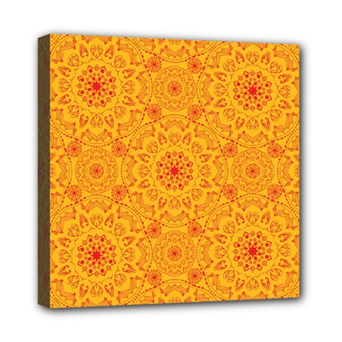 Solar Mandala  Orange Rangoli  Mini Canvas 8  X 8  (stretched) by bunart