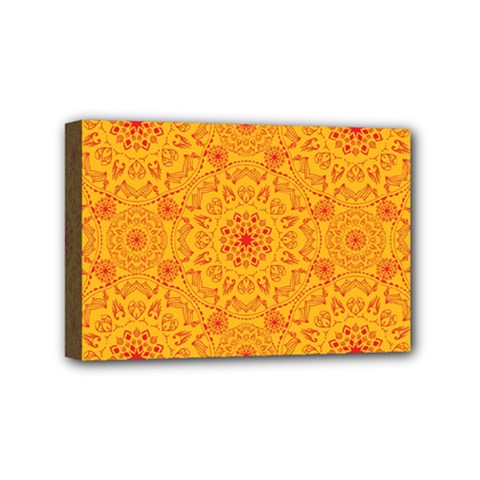 Solar Mandala  Orange Rangoli  Mini Canvas 6  X 4  (stretched) by bunart