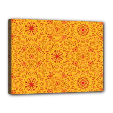 Solar Mandala  Orange Rangoli  Canvas 16  X 12  (stretched) by bunart