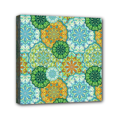 Forest Spirits  Green Mandalas  Mini Canvas 6  X 6  (stretched) by bunart