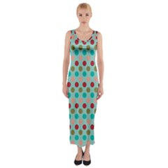 Large Colored Polka Dots Line Circle Fitted Maxi Dress by Mariart