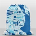 New Zealand Fish Detail Blue Sea Shark Drawstring Bag (Small) View1