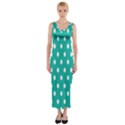 Polka Dots White Blue Fitted Maxi Dress View1