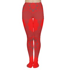 Red Flowers Velvet Flower Pattern Women s Tights by Simbadda