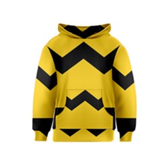 Chevron Wave Yellow Black Line Kids  Pullover Hoodie by Mariart