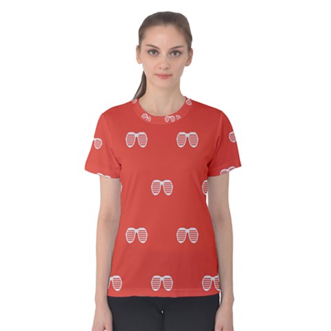 Glasses Disco Retina Red White Line Women s Cotton Tee by Mariart