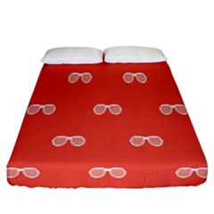 Glasses Disco Retina Red White Line Fitted Sheet (california King Size) by Mariart