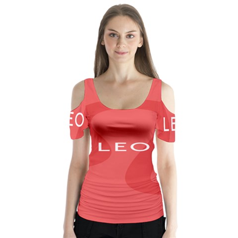 Zodiac Leo Butterfly Sleeve Cutout Tee  by Mariart