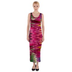 Abstract Pink Colorful Water Background Fitted Maxi Dress by Simbadda