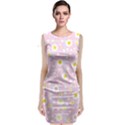 Flower Floral Sunflower Pink Yellow Classic Sleeveless Midi Dress View1