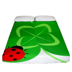 Insect Flower Floral Animals Green Red Line Fitted Sheet (california King Size) by Mariart