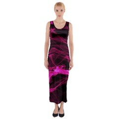 Abstract Pink Smoke On A Black Background Fitted Maxi Dress by Nexatart