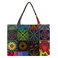 Digitally Created Abstract Patchwork Collage Pattern Medium Zipper Tote Bag by Nexatart