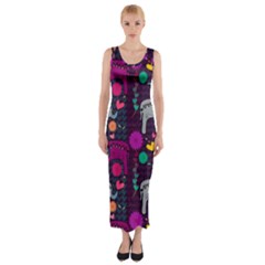 Love Colorful Elephants Background Fitted Maxi Dress by Nexatart