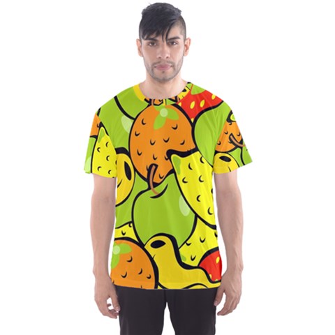 Digitally Created Funky Fruit Wallpaper Men s Sport Mesh Tee by Nexatart