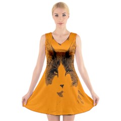 Cat Graphic Art V-neck Sleeveless Skater Dress by Nexatart