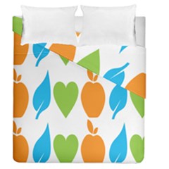 Fruit Apple Orange Green Blue Duvet Cover Double Side (queen Size) by Mariart