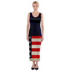 Grunge American Flag Background Fitted Maxi Dress by Nexatart