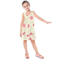 Seamless Flower Pattern Kids  Sleeveless Dress by TastefulDesigns