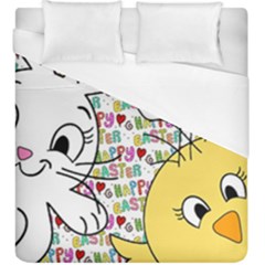 Easter Bunny And Chick  Duvet Cover (king Size) by Valentinaart