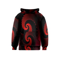 Red Fractal Spiral Kids  Pullover Hoodie by Nexatart