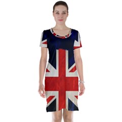 Flag Of Britain Grunge Union Jack Flag Background Short Sleeve Nightdress by Nexatart