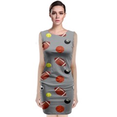 Balltiled Grey Ball Tennis Football Basketball Billiards Classic Sleeveless Midi Dress by Mariart