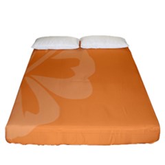 Hibiscus Sakura Tangerine Orange Fitted Sheet (california King Size) by Mariart