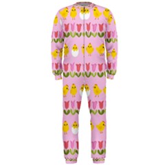 Easter - Chick And Tulips Onepiece Jumpsuit (men)  by Valentinaart