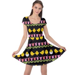 Easter - Chick And Tulips Cap Sleeve Dresses by Valentinaart