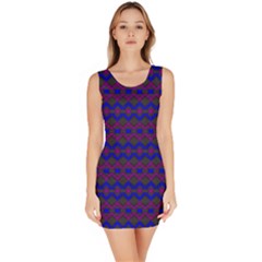 Split Diamond Blue Purple Woven Fabric Sleeveless Bodycon Dress by Mariart