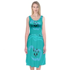 Xray Worms Fruit Apples Blue Midi Sleeveless Dress by Mariart