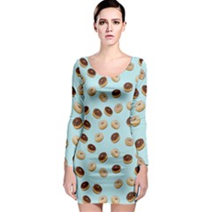 Donuts Pattern Long Sleeve Bodycon Dress by Valentinaart