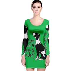 Dog Person Long Sleeve Velvet Bodycon Dress by Valentinaart