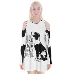 Dog Person Velvet Long Sleeve Shoulder Cutout Dress by Valentinaart