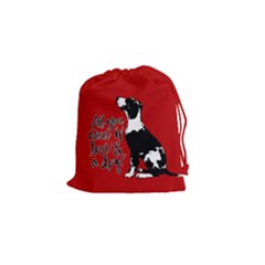 Dog Person Drawstring Pouches (small)  by Valentinaart