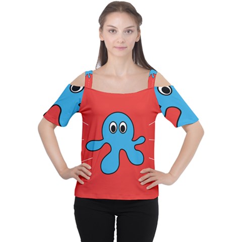 Creature Forms Funny Monster Comic Women s Cutout Shoulder Tee by Nexatart