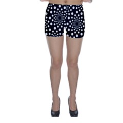 Dot Dots Round Black And White Skinny Shorts by Nexatart