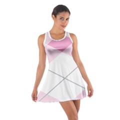 Tablecloth Stripes Diamonds Pink Cotton Racerback Dress by Nexatart