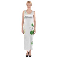 Flower Shamrock Green Gold Fitted Maxi Dress by Mariart