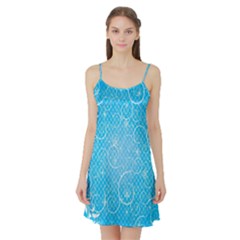 Leaf Blue Snow Circle Polka Star Satin Night Slip by Mariart