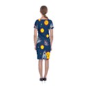 Rocket Ufo Moon Star Space Planet Blue Circle Classic Short Sleeve Midi Dress View2