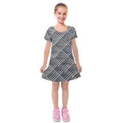 Pattern Metal Pipes Grid Kids  Short Sleeve Velvet Dress by Nexatart