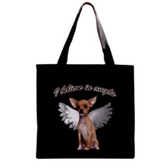 Angel Chihuahua Zipper Grocery Tote Bag by Valentinaart