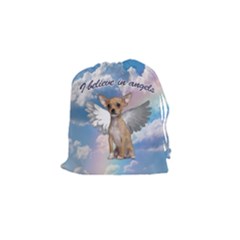 Angel Chihuahua Drawstring Pouches (small)  by Valentinaart