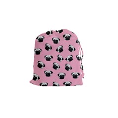 Pug Dog Pattern Drawstring Pouches (small)  by Valentinaart